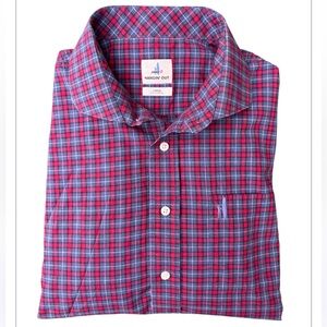 Johnnie-O Hanging Out Red & Blue Checkered Plaid Button long sleeve Shirt Men L